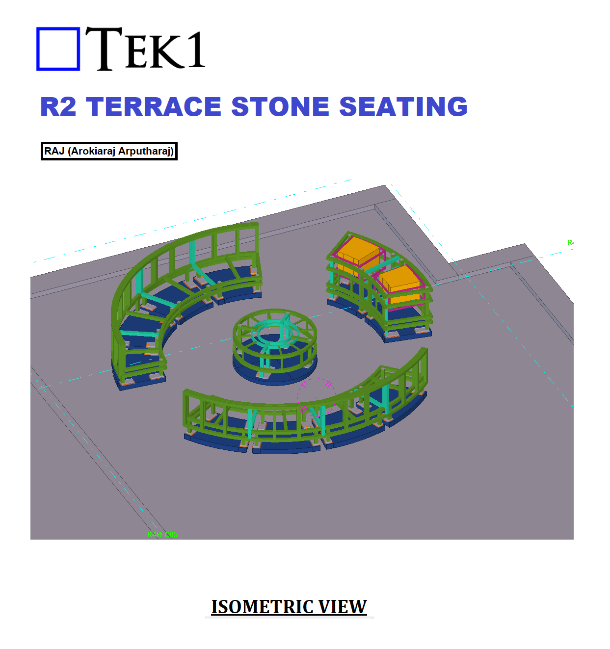 R2 TERRACE STONE SEATING, FIRE PIT AND ICE BUCKET